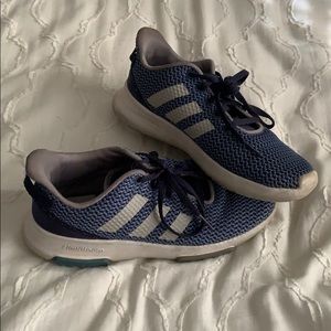 Blue and grey adidas sneakers